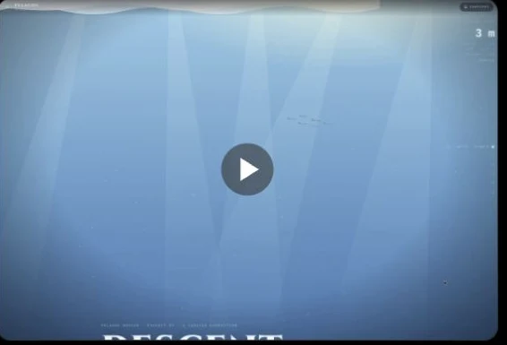 Qwen 4 Ocean Descent website showing deep ocean facts and marine life.